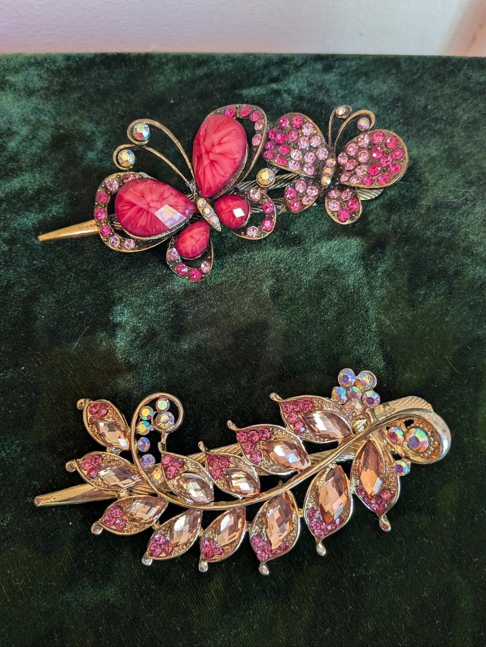 Vintage Y2K Pink Butterfly and Leaf Decorative Hair Claw Clips